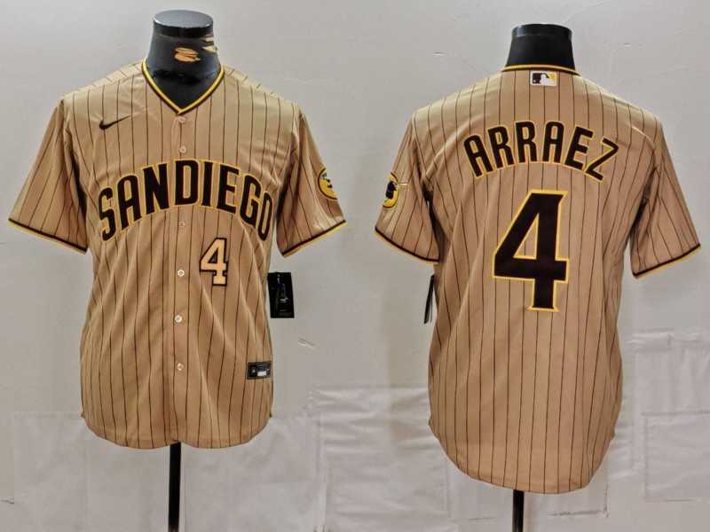 Men%27s San Diego Padres #4 Luis Arraez Tan Cool Base Stitched Baseball Jerseys->san diego padres->MLB Jersey